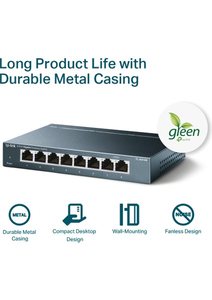 TL-SG108 8 Port 10-100-1000 Mbps Switch Çelik Kasa