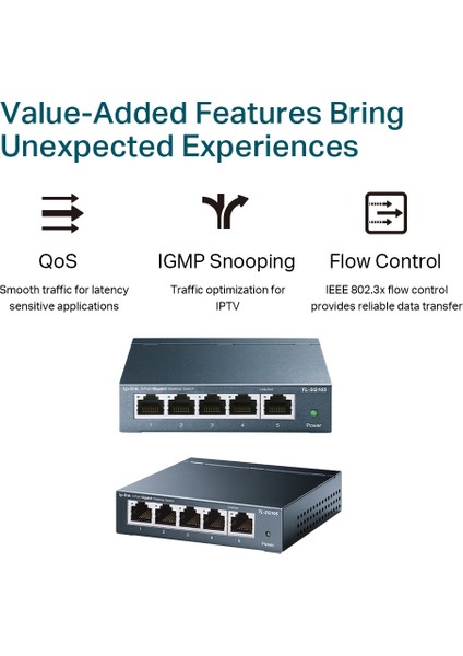 TL-SG105 5 Port 10-100-1000 Mbps Switch Çelik Kasa