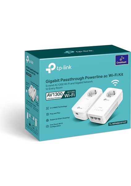 TL-WPA8631P KIT | Powerline Adaptör | Priz Soketli | AV1300 & AC1200 Mbps Hız | Dual Band Wi-Fi | Kolay Kurulum | 3 Gigabit Port | MU-MIMO | Beamforming | Stabil Bağlantı | Tak ve Çalıştır modelleri