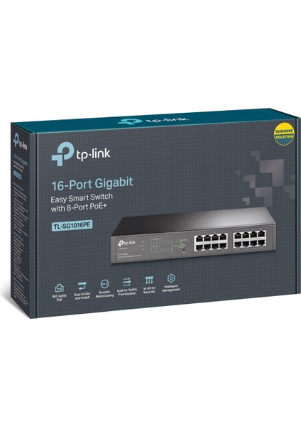 TL-SG1016PE, 16-Port Gigabit Easy Smart 8 Port PoE Destekli Switch