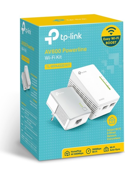 TL-WPA4220 KIT | Powerline Adaptör Seti | AV600 + N300 Mbps | Ethernet Port | Stabil Bağlantı | Kolay Kurulum | Tak ve Çalıştır | Tüm Modem ve Router Modelleri ile Uyumludur