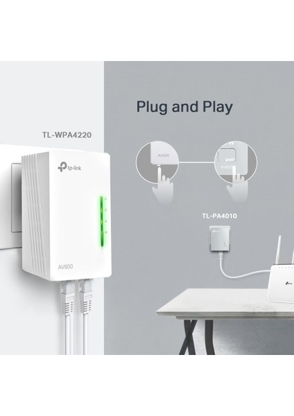 TL-WPA4220 KIT | Powerline Adaptör Seti | AV600 + N300 Mbps | Ethernet Port | Stabil Bağlantı | Kolay Kurulum | Tak ve Çalıştır | Tüm Modem ve Router Modelleri ile Uyumludur
