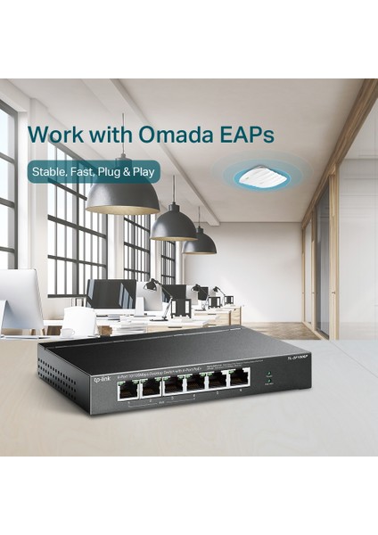 TL-SF1006P, 6-Port 10/100Mbps Masaüstü 4-Port PoE+ Switch indirimleri