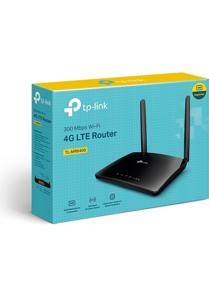 TL-MR6400 | Kablosuz 4G LTE Router | N300 Mbps | 4G/3G SIM Yuvası | Kolay Kurulum | Konuk Ağı & Ebeveyn Kontrolü | Tüm Servis Sağlayıcılar ile Uyumludur
