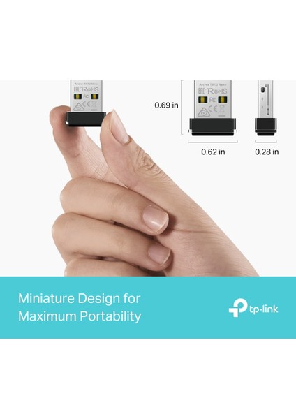 Archer TX1U Nano | Wi-Fi 6 USB Adaptör | AX300 Mbps | Nano Boyut | MU-MIMO | AP Modu | Kolay Kurulum | Windows & Linux Uyumlu | Seyahat ve Uzaktan Çalışma İçin İdeal