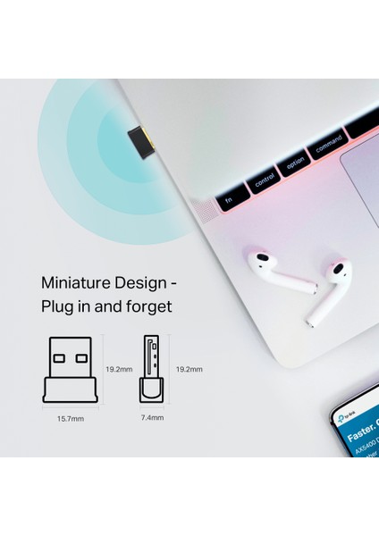 Archer T2UB Nano | Wi-Fi 5 & Bluetooth 4.2 USB Adaptör | AC600 Mbps | Dual Band | Nano Tasarım | Gelişmiş Güvenlik | Windows Uyumlu