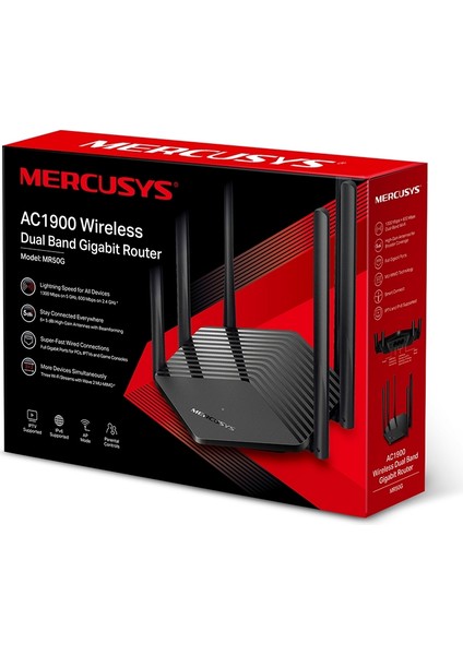 MR50G | AC1900 Mbps Dual-Band Wi-Fi 5 Router | Gigabit Port | Fiber Uyumlu | WPA3 | MU-MIMO | Beamforming | Access Point Modu | VPN Desteği | Kolay Kurulum | Mobil Uygulama
