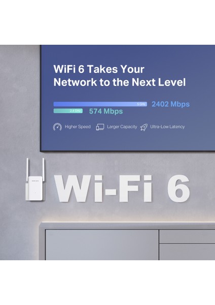 ME80X | AX3000 Mbps Dual-Band Wi-Fi 6 Menzil Genişletici | 1 Gigabit Port | 2 Harici Anten | Access Point Modu | Kolay Kurulum | Mobil Uygulama Destekli