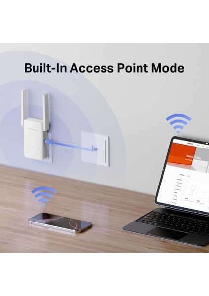 ME80X | AX3000 Mbps Dual-Band Wi-Fi 6 Menzil Genişletici | 1 Gigabit Port | 2 Harici Anten | Access Point Modu | Kolay Kurulum | Mobil Uygulama Destekli