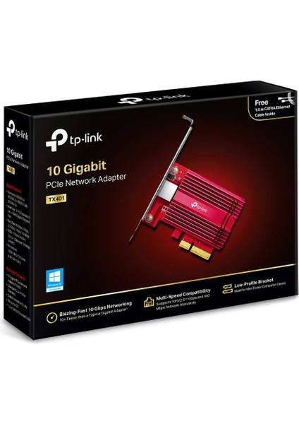 TX401 | Gigabit PCIe Ağ Adaptörü | 10 Gbps Hız | 10G Base-T | Gigabit & Hızlı Ethernet Uyumluluğu | CAT6A 1 |5m Ethernet Kablosu Dahil | Windows & Linux Destekli fırsatları