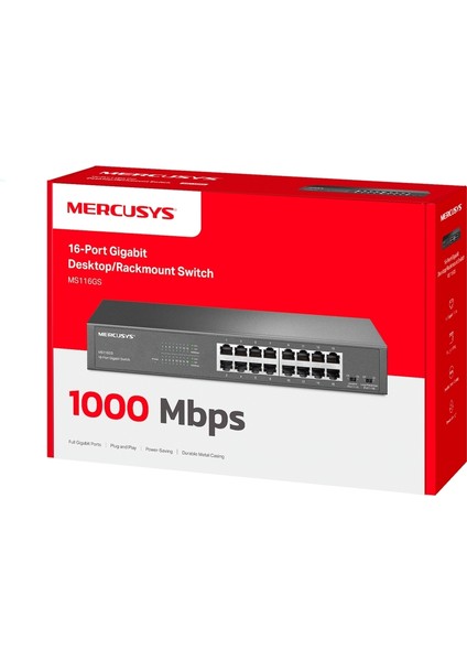 MS116GS; 16X Gigabit Ethernet Port, Metal Kasa, Izolasyon Modu, Sessiz Çalışma Modu, Gigabit Ethernet Switch fırsatları