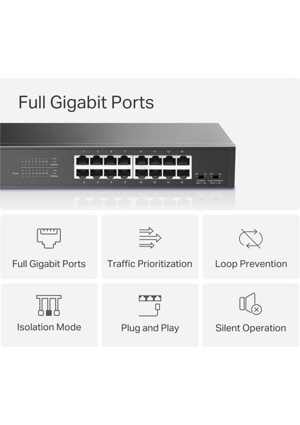 MS116GS; 16X Gigabit Ethernet Port, Metal Kasa, Izolasyon Modu, Sessiz Çalışma Modu, Gigabit Ethernet Switch indirimleri