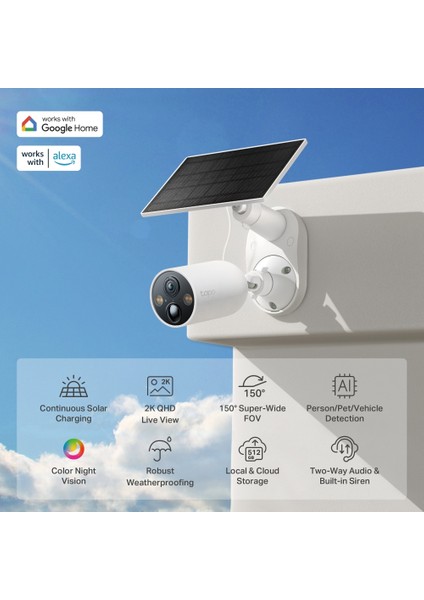 Tapo C425 KIT | Kablosuz Bataryalı Güvenlik Kamerası Kiti | 2K 4MP QHD | AI Desteği | Renkli Gece Görüşü | Su Geçirmez | 150° Geniş Açılı | Yerel/Bulut Depolama | Güneş Paneli Dahil modelleri