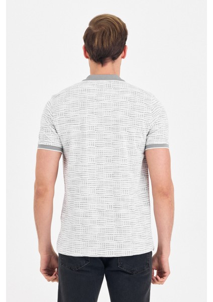 Erkek Fermuarlı Desenli Polo Yaka T-Shırt