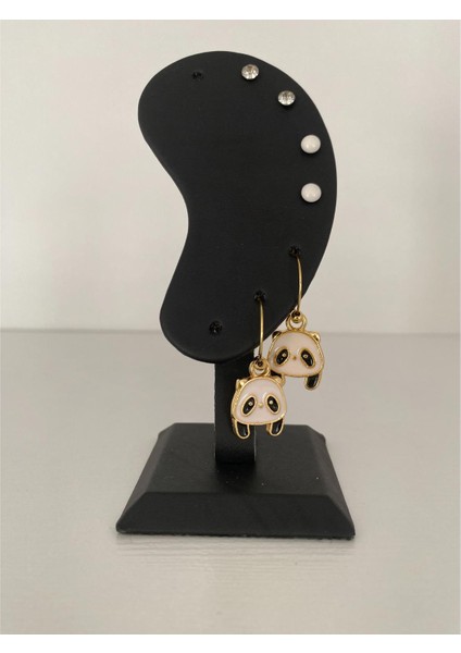 Panda Figürlü Çoklu Küpe Altın Renk modelleri