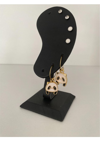 Panda Figürlü Çoklu Küpe Altın Renk fırsatları