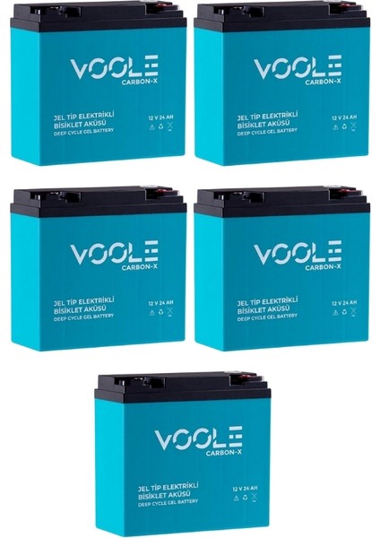 Voole 12V 24 Amper (Dik) Elektrikli Bisiklet Aküsü 5'lü Paket