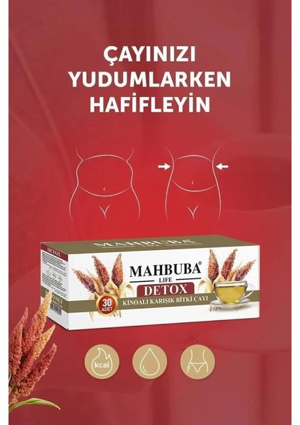 Kinoalı Karışık Detox Diyet Glutensiz Form Bitki Çayı 1 Aylık - ( 30 Kullanım ) Net 60GR x 5 Paket