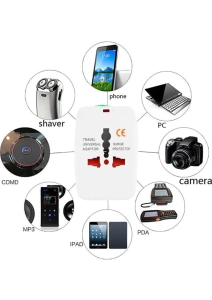 Evrensel Priz Çevirici Seyahat Tipi Universal Adaptör - Ingiliz, Amerikan ve Avustralya Fişi Dönüştürücü +150 Ülke Uyumlu