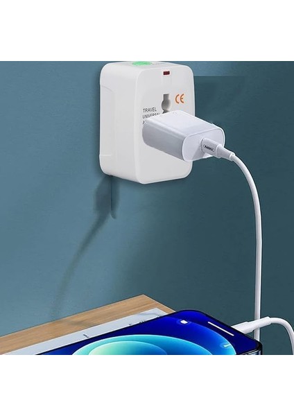 Evrensel Priz Çevirici Seyahat Tipi Universal Adaptör - Ingiliz, Amerikan ve Avustralya Fişi Dönüştürücü +150 Ülke Uyumlu