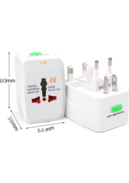 Evrensel Priz Çevirici Seyahat Tipi Universal Adaptör - Ingiliz, Amerikan ve Avustralya Fişi Dönüştürücü +150 Ülke Uyumlu