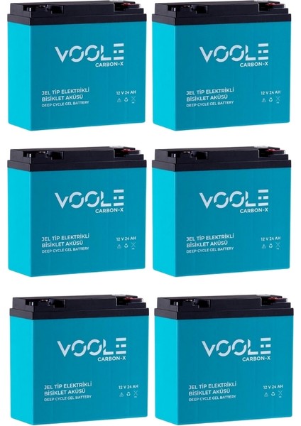 Voole 12V 24 Amper (Dik) Elektrikli Bisiklet Aküsü 6'lı Paket