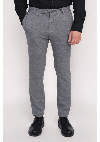 Jogger Kendinden Komple Kemerli Tek Pantolon Gri
