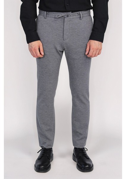 Jogger Kendinden Komple Kemerli Tek Pantolon Gri