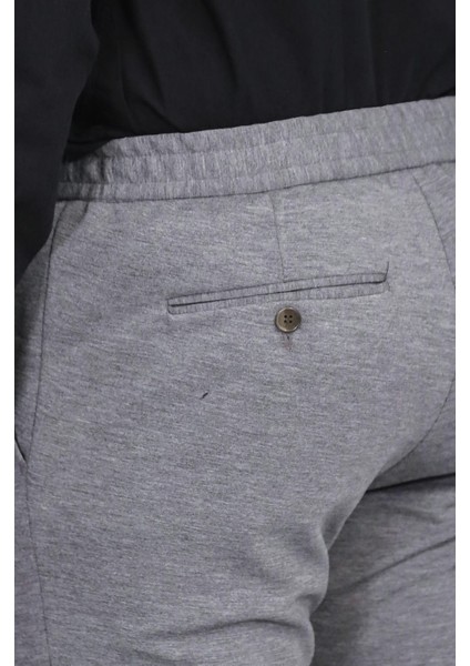 Jogger Kendinden Komple Kemerli Tek Pantolon Gri
