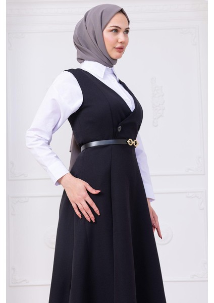 Kemerli Düğmeli Jile Siyah HM2741 fırsatları