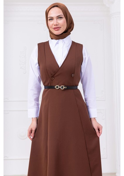 Kemerli Düğmeli Jile Kahverengi HM2741 fırsatları