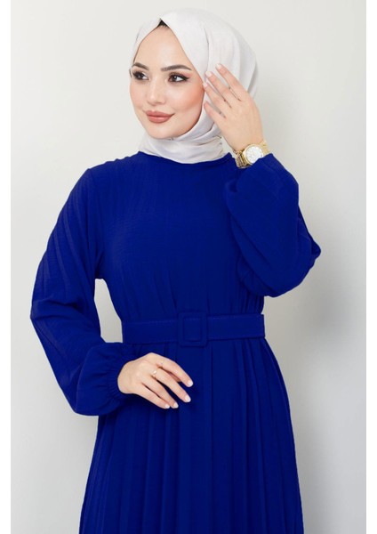 Kemerli Piliseli Aerobin Elbise Saks Rengi HM2339 modelleri