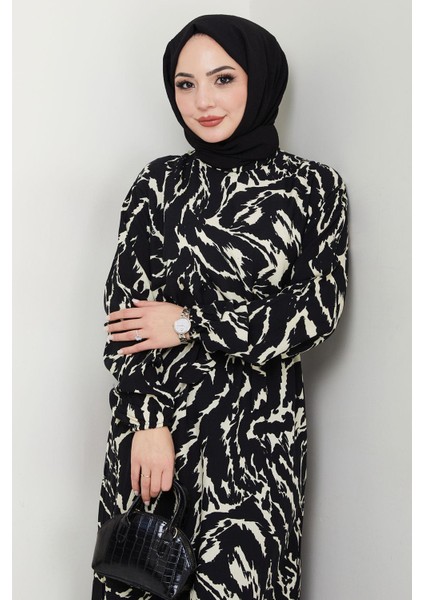 Lisa Viskon Elbise Krem HM2687 fiyatları