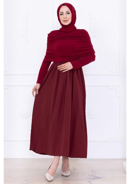 Drapeli Elbise Bordo HM2780