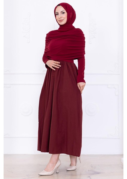 Drapeli Elbise Bordo HM2780 modelleri