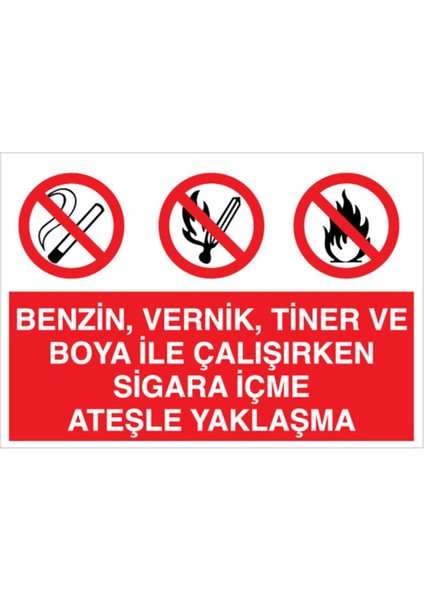 Benzin Vernik Tiner ve Boya ile Çalışırken..uyarı Tabelası - 70X100 Alüminyum Kompozit Panel - Aa4