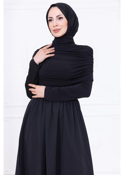 Drapeli Elbise Siyah HM2780 fırsatları