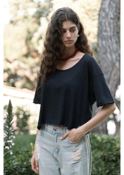 Ripley Yarım Kol Siyah T-Shirt