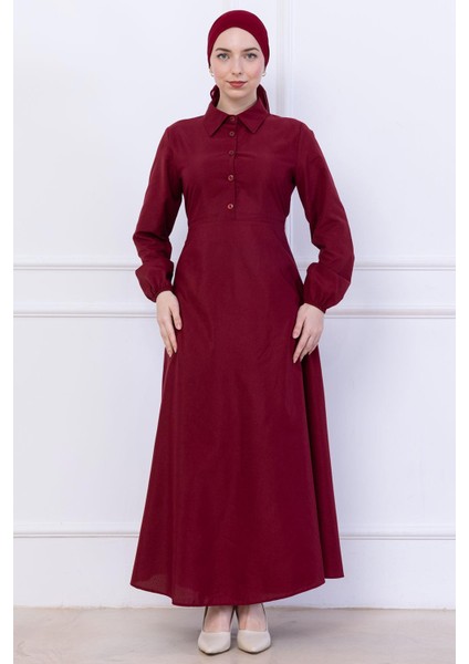 Kuşaklı Mevlana Elbise Bordo HM2105