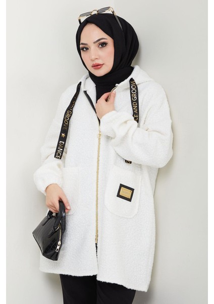 Oversize Buklet Kaban Beyaz HM2657
