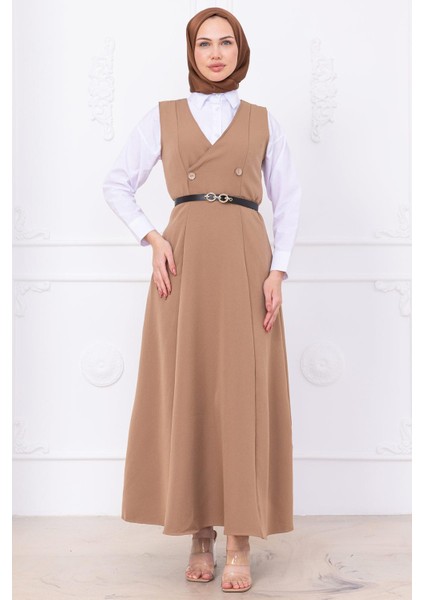 Kemerli Düğmeli Jile Vizon HM2741