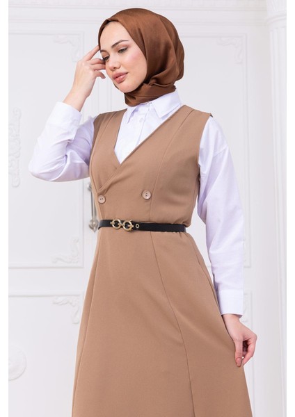 Kemerli Düğmeli Jile Vizon HM2741 fırsatları