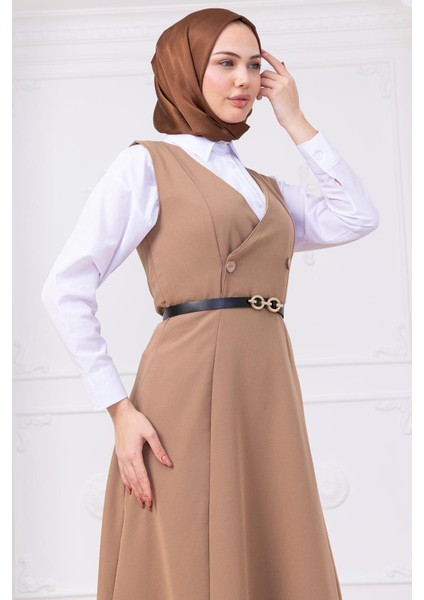 Kemerli Düğmeli Jile Vizon HM2741 indirimleri