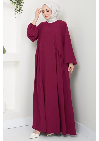 Eva Ayrobin Tesettür Elbise Bordo HM2454 modelleri