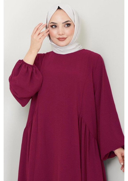 Eva Ayrobin Tesettür Elbise Bordo HM2454 fırsatları