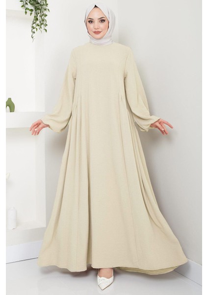 Eva Ayrobin Tesettür Elbise Krem HM2454