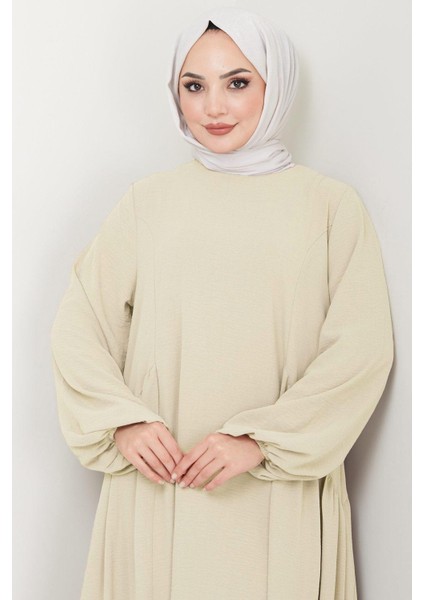 Eva Ayrobin Tesettür Elbise Krem HM2454 fiyatları