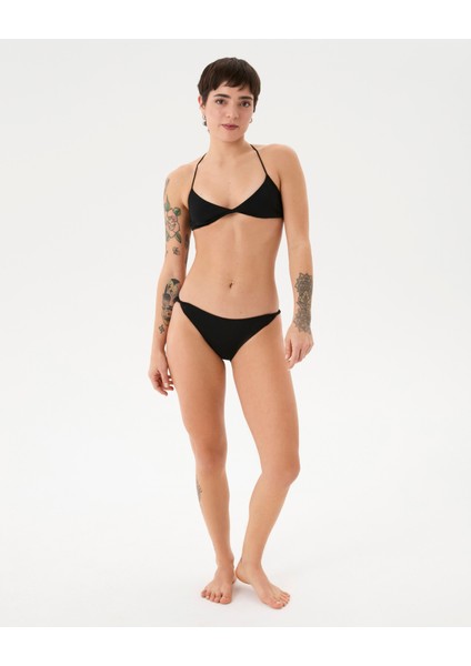 Kadın Siyah Göğüs Pedli Önden Burgulu Ayarlanabilir Askılı Twist Bikini Üstü indirimleri