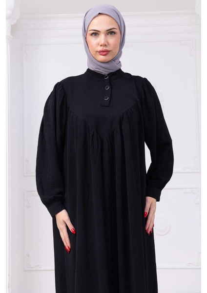 Önü Düğmeli Eva Tesettür Elbise Siyah HM2757 fiyatları
