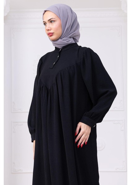 Önü Düğmeli Eva Tesettür Elbise Siyah HM2757 fırsatları